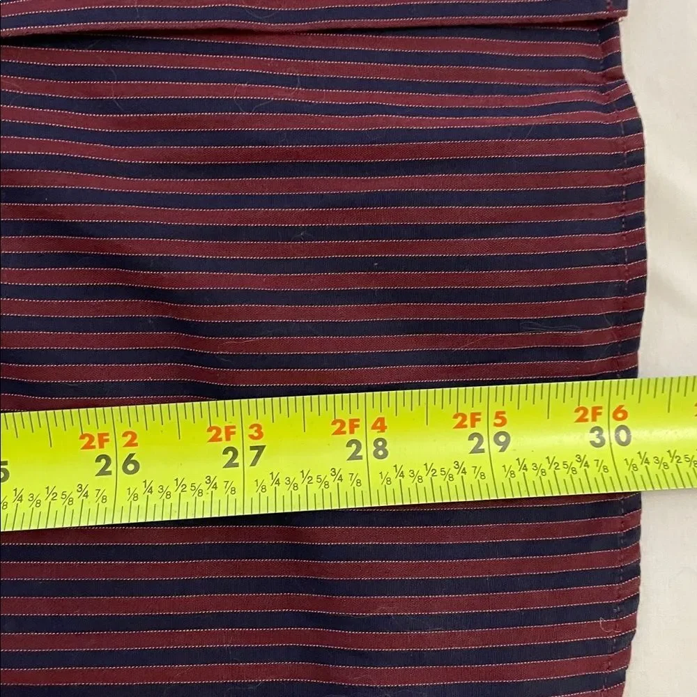 Banana Republic Maroon Red Striped Slim Fit Button Up Shirt Mens Size M 15-15.5